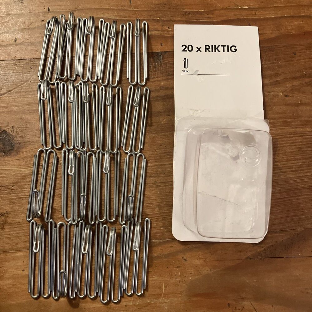 IKEA RIKTIG Curtain Hooks Pack of 20 Hooks 402.122.03 New Open Box
